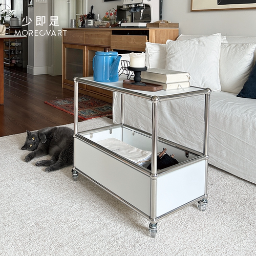 网红中古沙发边几置物架ins模块组合小推车双层家用收纳餐车简约 - 图1