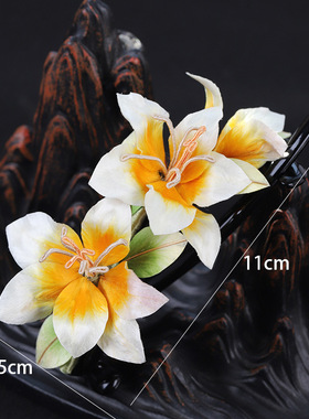 现货新款纯手工非遗绒花发抓古风汉服花丝水仙花发饰头饰温柔百搭