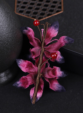 2026年新款纯手工非遗绒花软簪国风马面裙配饰木槿花发饰头饰