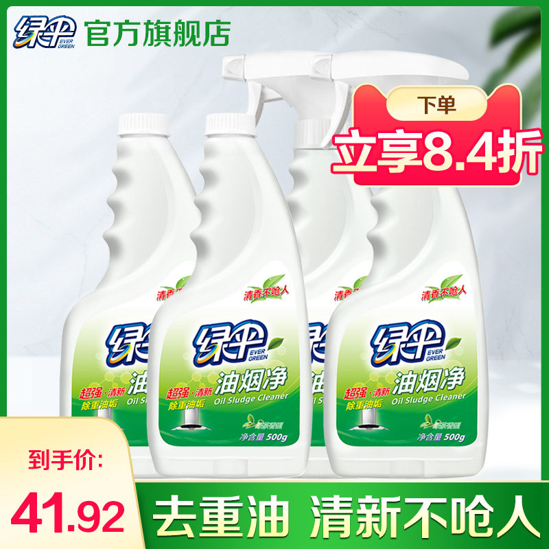 绿伞油烟净抽油烟机4瓶去清洗剂 绿伞油污清洁剂