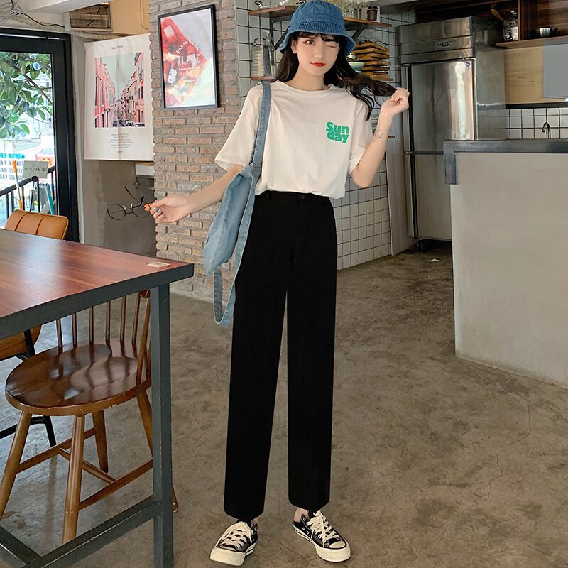 直筒宽松九分夏季垂感显瘦西装裤 小小小李家休闲裤