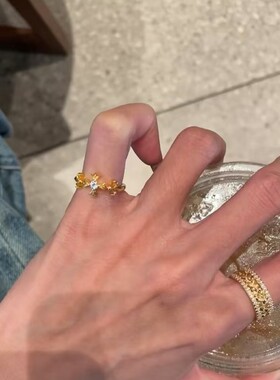 欧美复中古S925纯银十字莺尾花戒指轻奢小众高端级设计感气质名媛