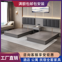 Hotel Furniture Standard room Full suite Guesthouse Bed Custom Apartment Folk Sleeping Room Double Bed Rental Room Special Bed box