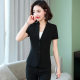 Summer short-sleeved thin hotel work clothes black suit