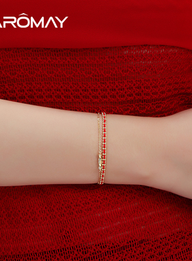 卡洛美红韵竹节手链红绳编织细手绳轻奢高级感精致手饰本命年转运