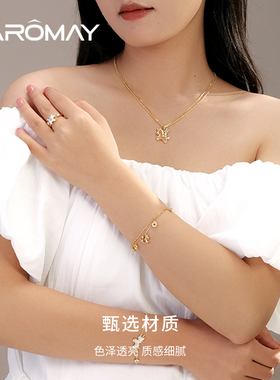 卡洛美铜钱木马手链女小众精致高颜值叠戴手饰高级感气质百搭配饰