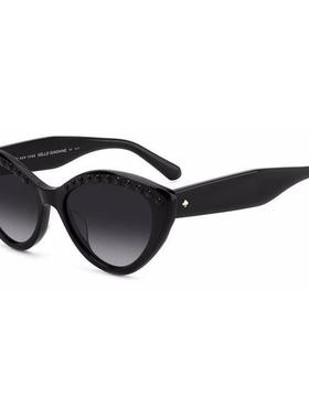 代购kate spade女士太阳镜猫眼款黑色全框塑料材质日常出行逛街