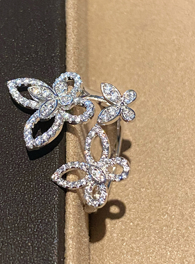 重工纯银温柔蝴蝶满钻戒指