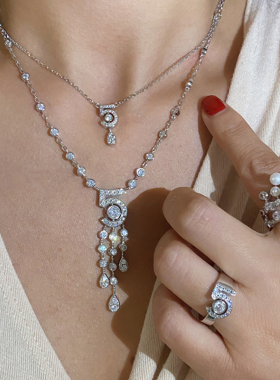 重工小香风数字5满钻项链