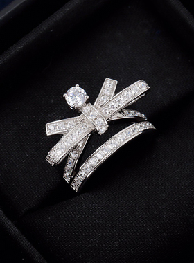 超闪甜美蝴蝶结满钻小香风戒指