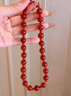 许我耀眼许研赵露思同款仿红玛瑙串珠手链轻奢精致礼物叠戴双圈女