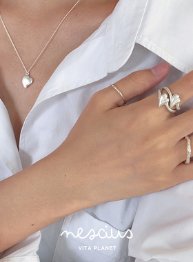 Nescius原创设计纯银爱心开口戒