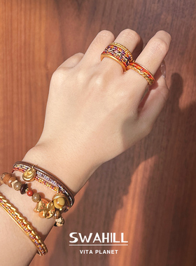 SWAHILL小众复古时尚编织戒指