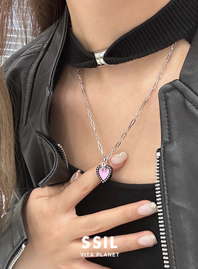 韩国SSIL小众立方体线心爱心吊坠