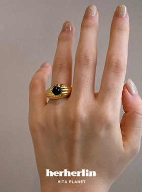 HERHERLIN海波珍珠黑玛瑙戒指