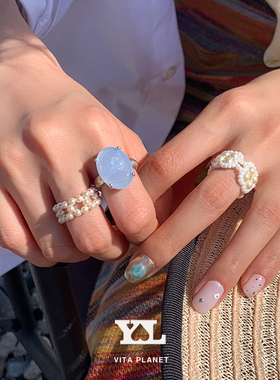 断码清仓巨折拍下不换 韩国YLYL正品 珍珠串珠戒指小众复古