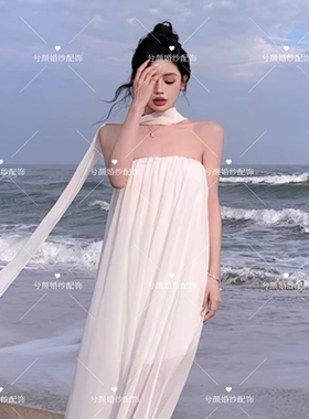 新娘婚纱礼服配件脖子纱雪纺纱仙气飘飘 可定制颜色和尺寸 飘纱