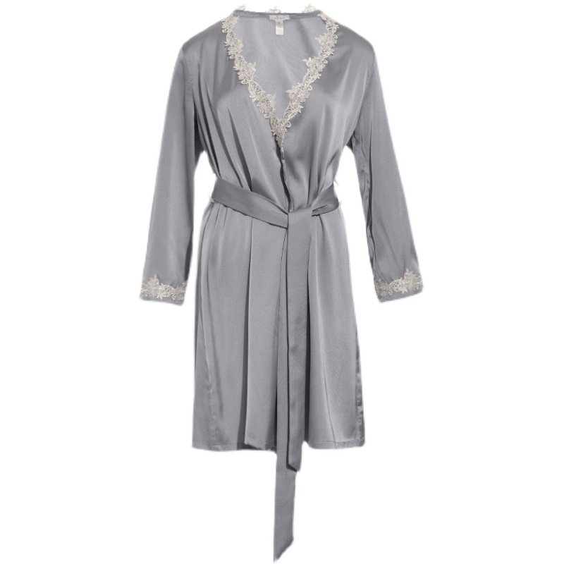 NT奈黎诗春夏丝质薄款睡袍女士性感蕾丝系带浴袍睡衣家居服可外穿,淘宝优惠券,粉丝福利购,淘宝优惠卷