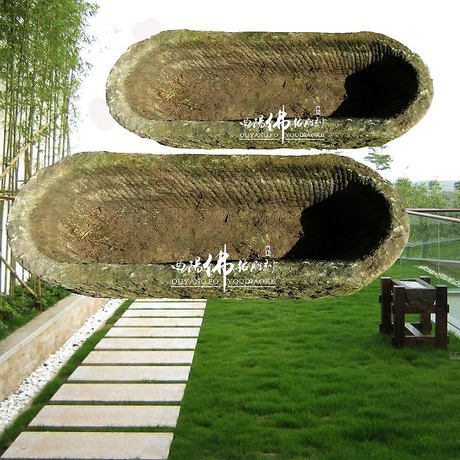 石槽鱼缸户外庭院养鱼流水槽青石圆角石盆水景观落地摆件农村老件