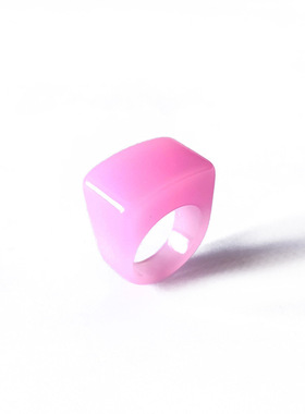 纯净版夏季新亚克力醋酸树脂大款方形戒指多色透明戒圈东大门外贸