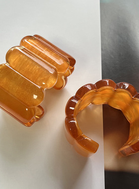 法式复古轻奢树脂开口手镯戒指套装精致气质厚重感中古手饰手环