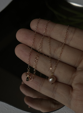 s925通体纯银天然淡水珍珠粉紫色橘粉色简约小众轻奢珍珠项链