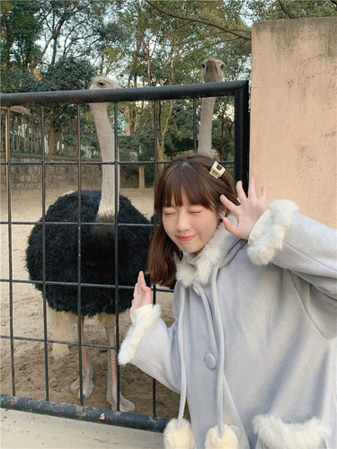 蛋包饭餐厅兔毛呢子外套大衣女冬季中长款加棉加厚日系小个子上衣 - 图3