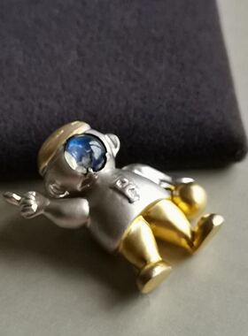 纯银蓝月光石吊坠项链送孩子礼物