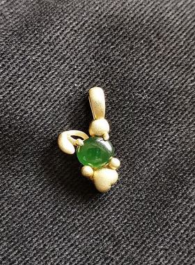 兔子翡翠蛋面纯天然A货真金吊坠