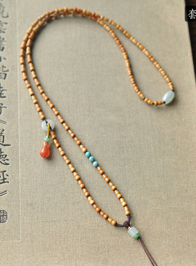秦皇翡翠纯天然橄榄核毛衣链项链