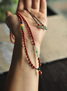 绯红百世天然翡翠毛衣链