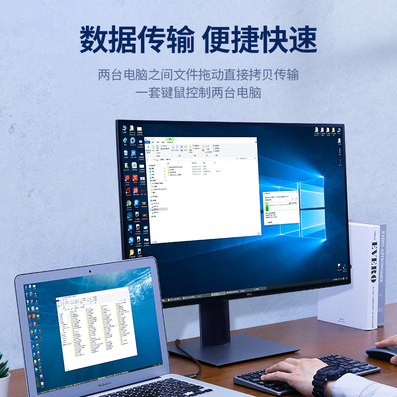 绿联USB对拷线公对公电脑数据互传type-c笔记本共享套装键盘鼠标-图0