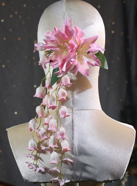 康康老师同款粉色仿真风铃花朵