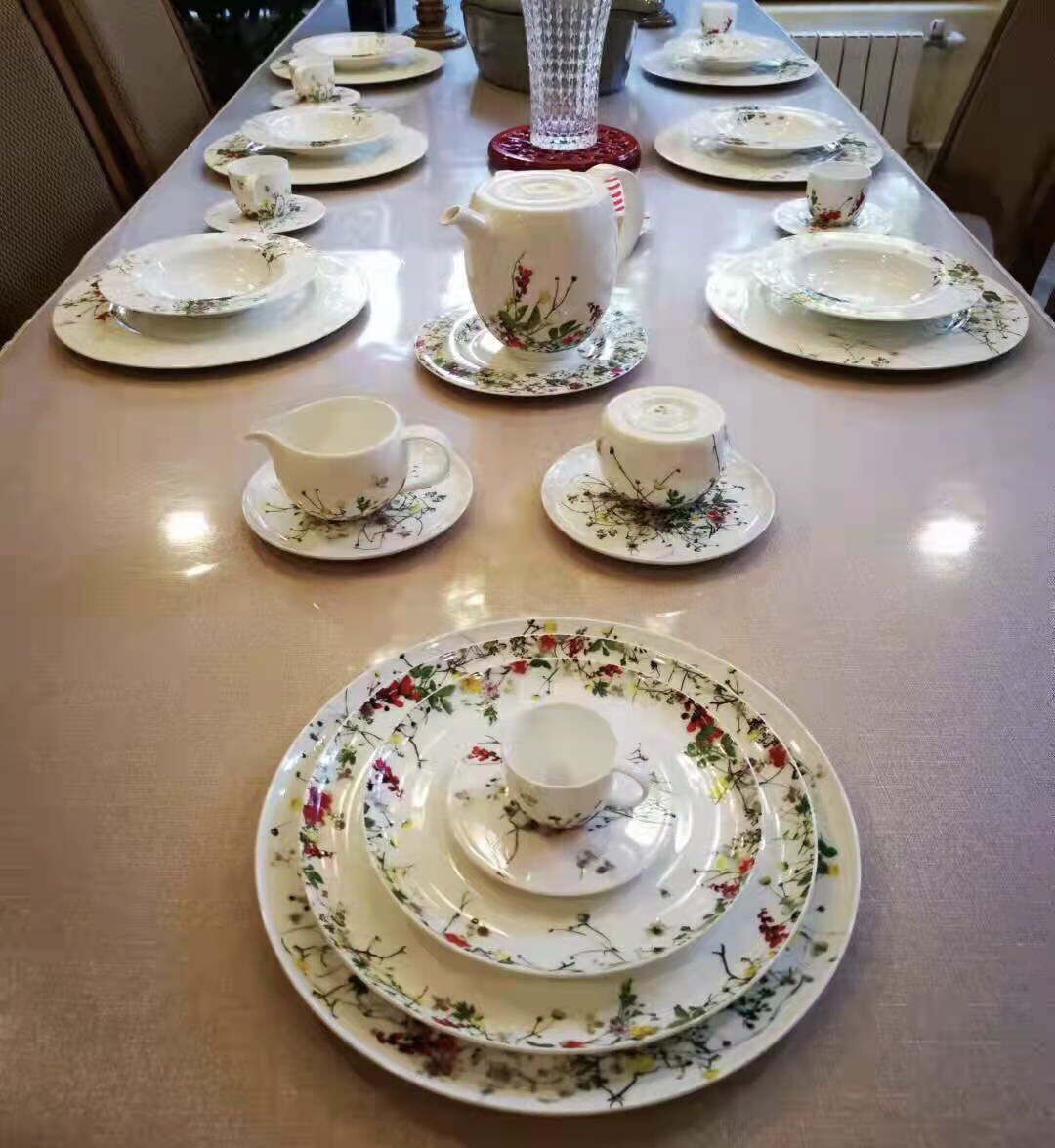 德国百年卢臣泰骨瓷釉中彩田园风光系列碗盘碟 马克杯 咖啡杯