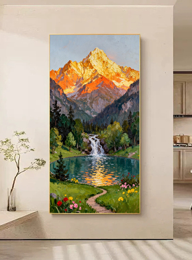 可班艺术纯手绘油画中式山水挂画