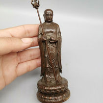 Ancient Play Imitation Red Copper Earth hidden Wang Tang Three Tibetan Buddhist statues Bronze Ware Buddha Standing Lotus Tibetan Handicraft Hide the BodhisattBodhisattBodhisattva