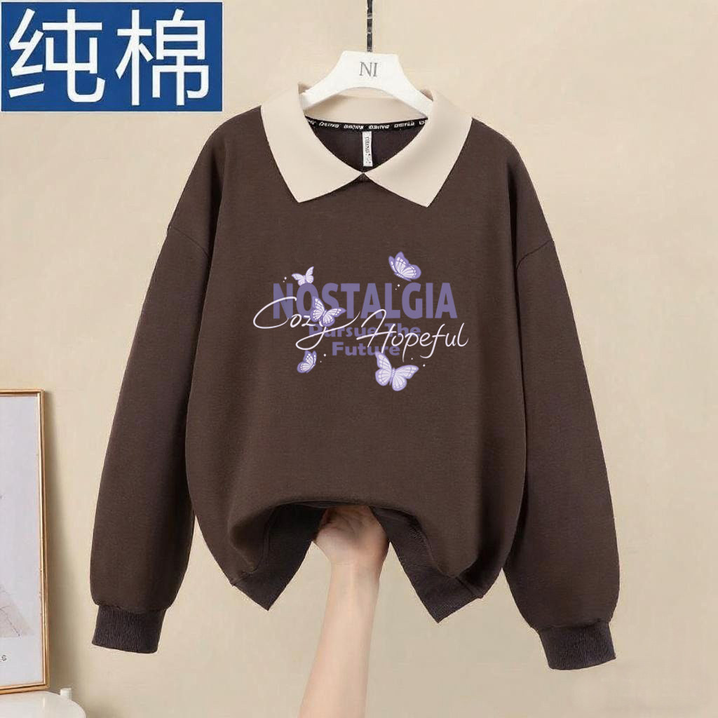 意大利出口休闲洋气翻领长袖印花卫衣女2026新款纯棉大码显瘦上衣,淘宝优惠券,粉丝福利购,淘宝优惠卷