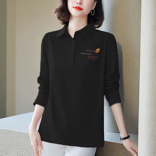 大牌清仓捡漏纯棉长袖衬衫女秋季新款洋气休闲polo衫大码宽松上衣 - 图0