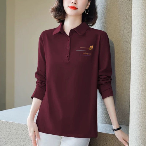 大牌清仓捡漏纯棉长袖衬衫女秋季新款洋气休闲polo衫大码宽松上衣 - 图1