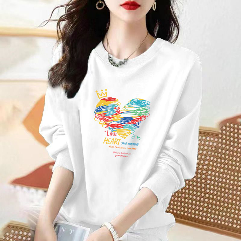 品牌折扣清仓宽松大码爱心印花上衣春时尚减龄休闲纯棉长袖卫衣女,淘宝优惠券,粉丝福利购,淘宝优惠卷