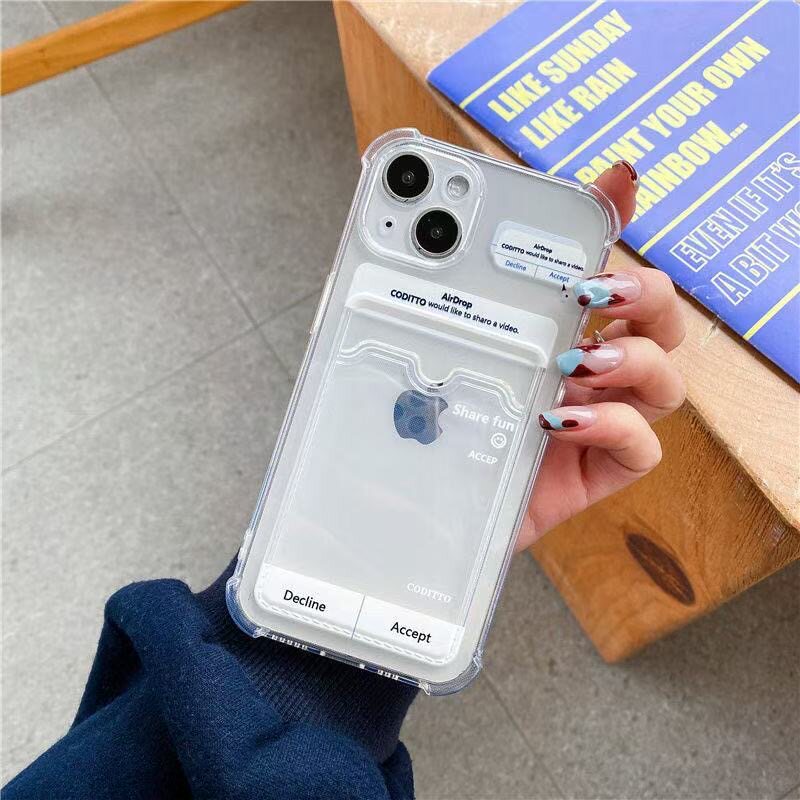ins风隔空投送定制照片适用苹果16/15手机壳iphone14/13保护壳11/12卡套xr硅胶7/8plus防摔xsmax拍立得可插卡