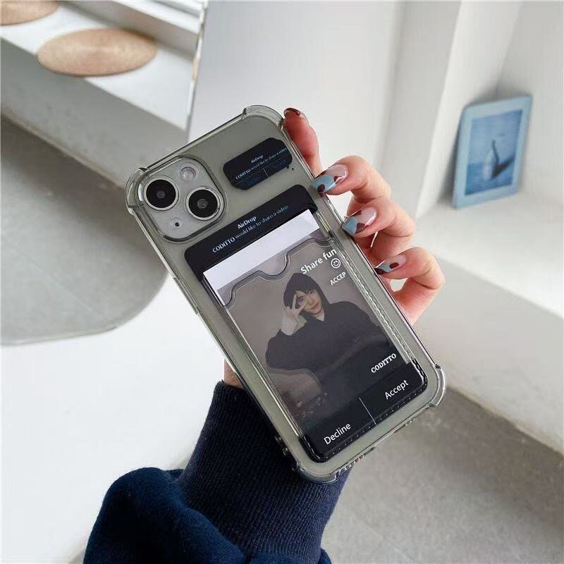 ins风隔空投送定制照片适用苹果16/15手机壳iphone14/13保护壳11/12卡套xr硅胶7/8plus防摔xsmax拍立得可插卡