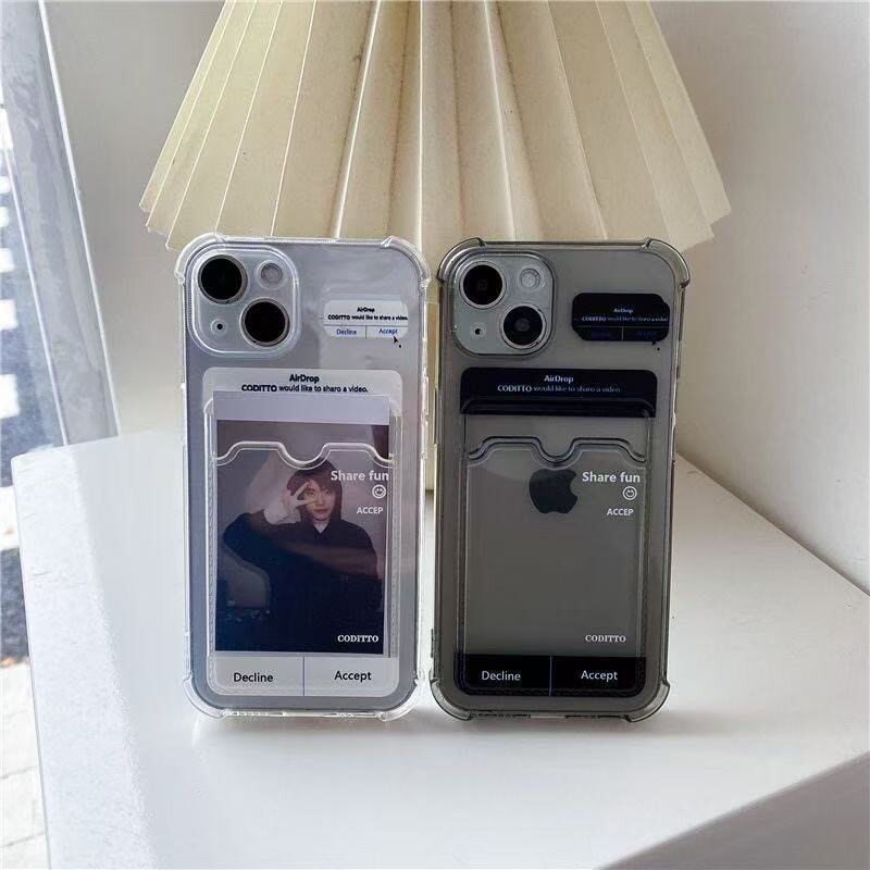 ins风隔空投送定制照片适用苹果16/15手机壳iphone14/13保护壳11/12卡套xr硅胶7/8plus防摔xsmax拍立得可插卡