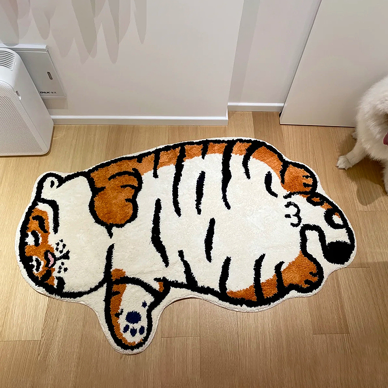 Cartoon Tiger Rug Non-Slip Bedside Carpet Absorbent Bathroom - 图0