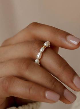 Orazio Korean Minimalist Pearl Ring for Women Girl White Rou