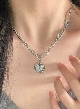 Kpop Vintage Goth Y2K Heart Pendant Choker Clavicle Chain Ne