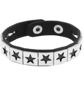 Black Pu Leaher Cuff Bracele, Pop Meal Grunge Scene Syle Wri