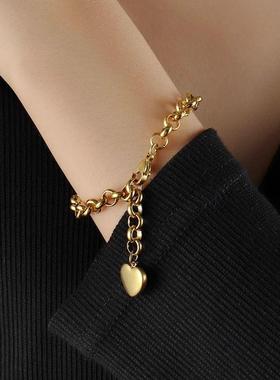 316L A?o Inoxidável Link Chain Pulseiras para Mulheres Bohe