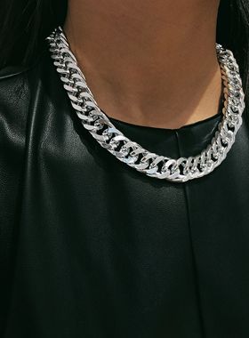 Punk Hip Hop Curb Cuban Thick Short Choker Necklace Simple M