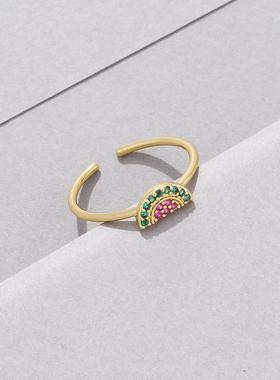 Small Fresh Fruits Copper Ring for Women Girls Adjustable Op